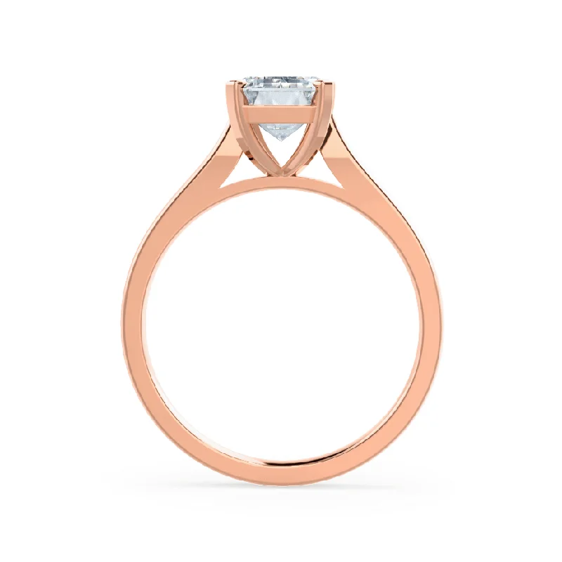 FLORENCE - Emerald Moissanite 18k Rose Gold Solitaire Ring