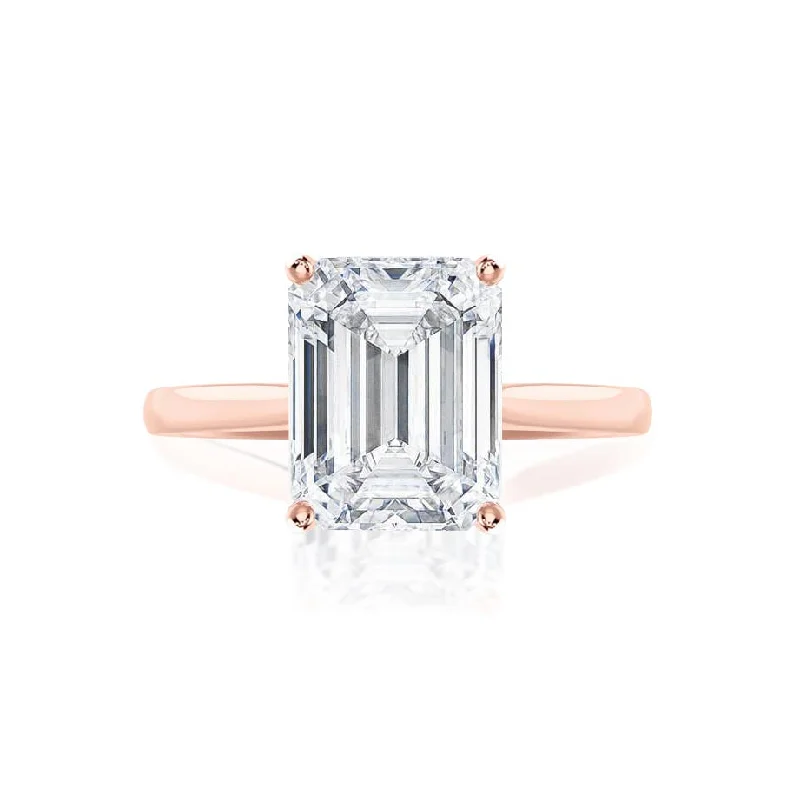 FLORENCE - Emerald Moissanite 18k Rose Gold Solitaire Ring