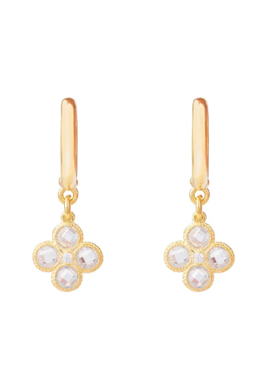 Flower Clover Small Drop Earrings Gold