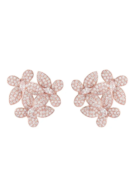 Flowers Large Stud Earrings Rosegold