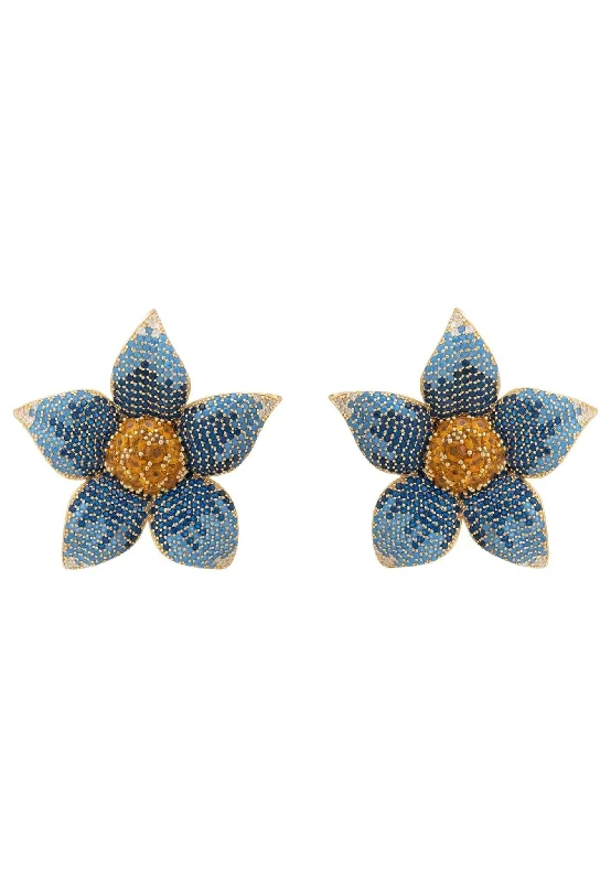 Forget Me Not Flower Earrings Gold