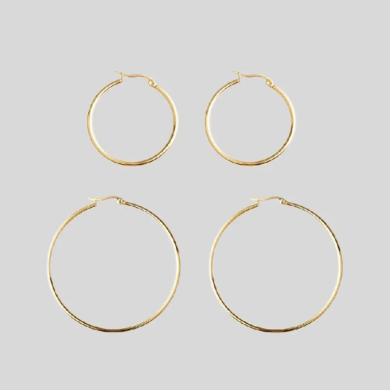 Gold Hoop Earrings - Set of 2