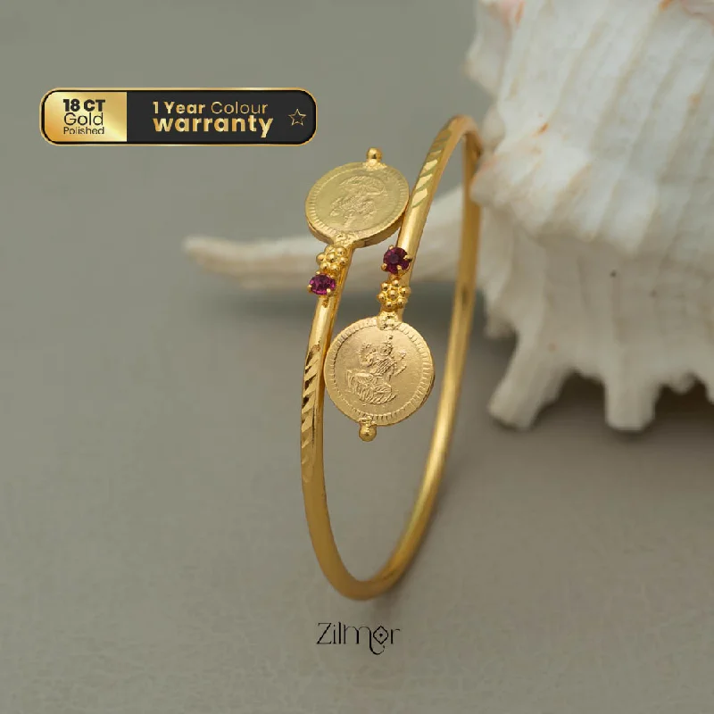 Gold tone Lakshmi coin pink stone Bangle AG10103