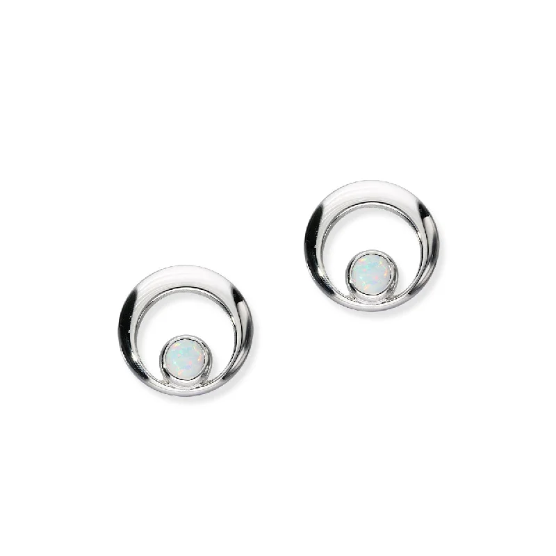 Harlequin Silver Earrings SE360 White Opal