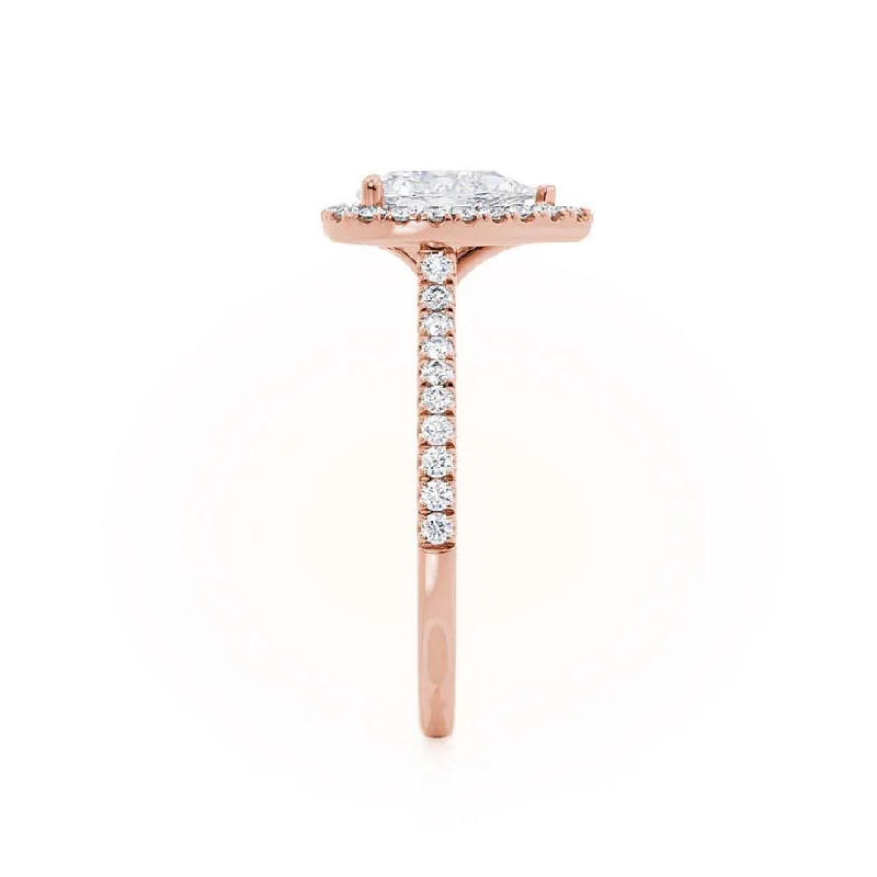 HARLOW - Pear Moissanite & Diamond 18k Rose Gold Halo