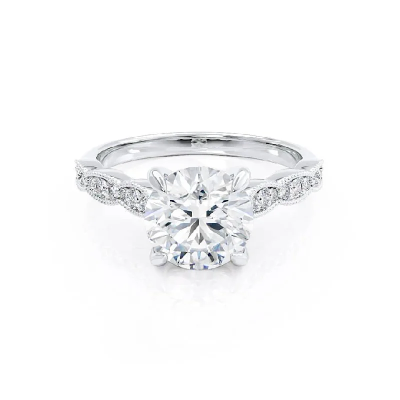 HONOR - Round Lab Diamond 950 Platinum Shoulder Set Ring