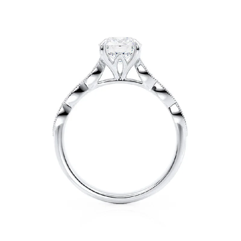 HONOR - Round Lab Diamond 950 Platinum Shoulder Set Ring