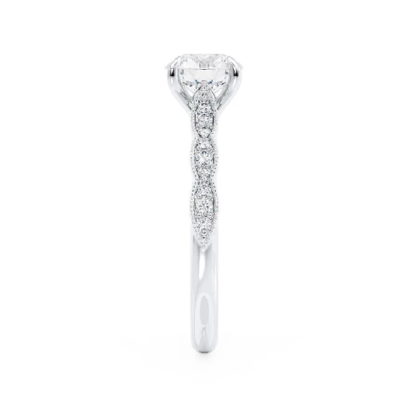 HONOR - Round Lab Diamond 950 Platinum Shoulder Set Ring