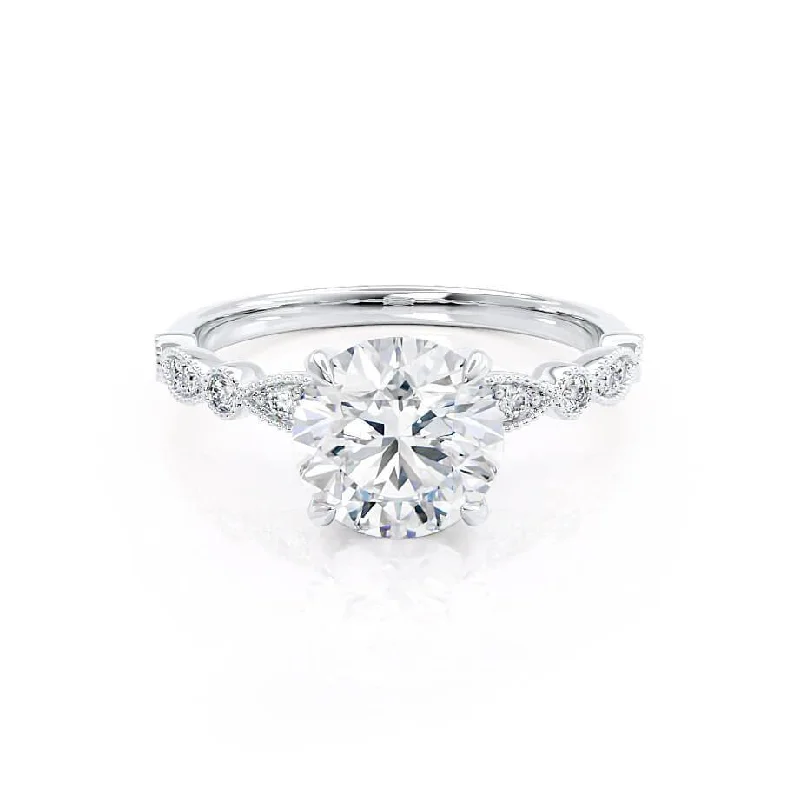 HOPE - Round Lab Diamond 950 Platinum Shoulder Set Ring