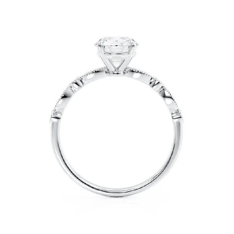 HOPE - Round Lab Diamond 950 Platinum Shoulder Set Ring