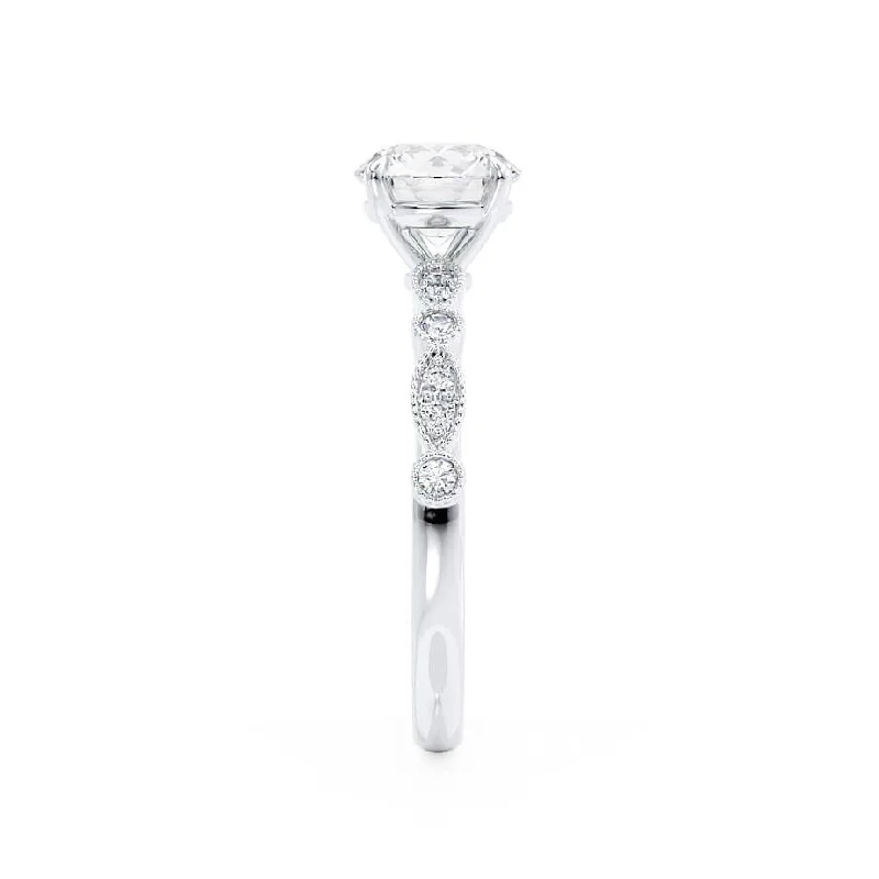 HOPE - Round Lab Diamond 950 Platinum Shoulder Set Ring