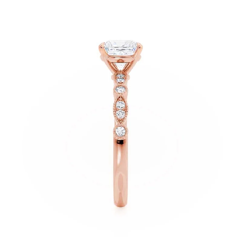 HOPE - Princess Moissanite & Diamond 18k Rose Gold Vintage Shoulder Set