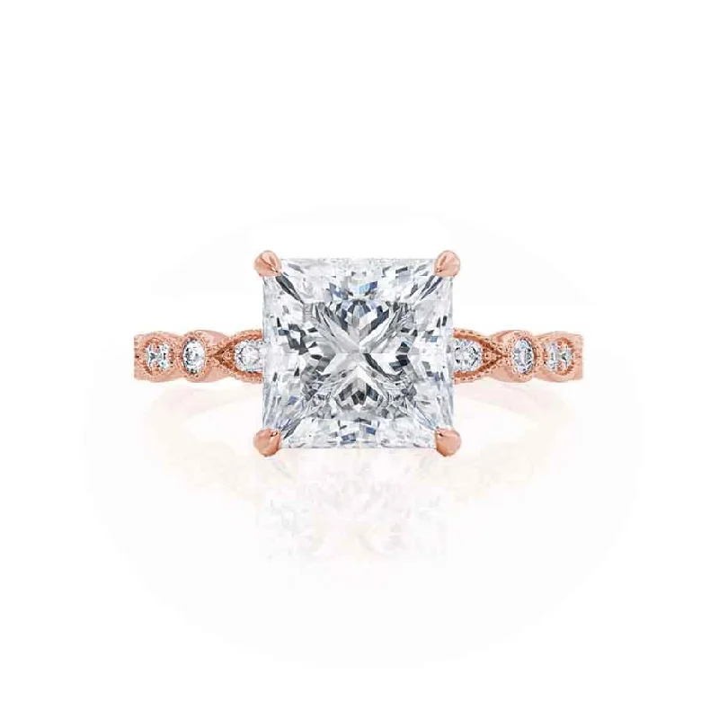 HOPE - Princess Moissanite & Diamond 18k Rose Gold Vintage Shoulder Set