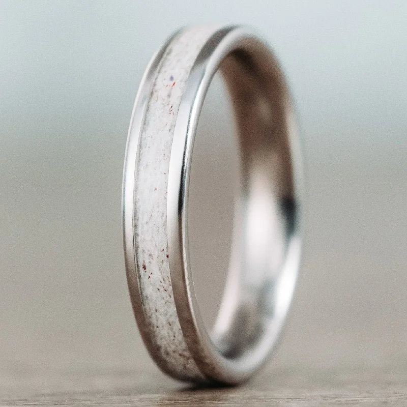 The Huntress | Women's Titanium Ring with Elk Antler