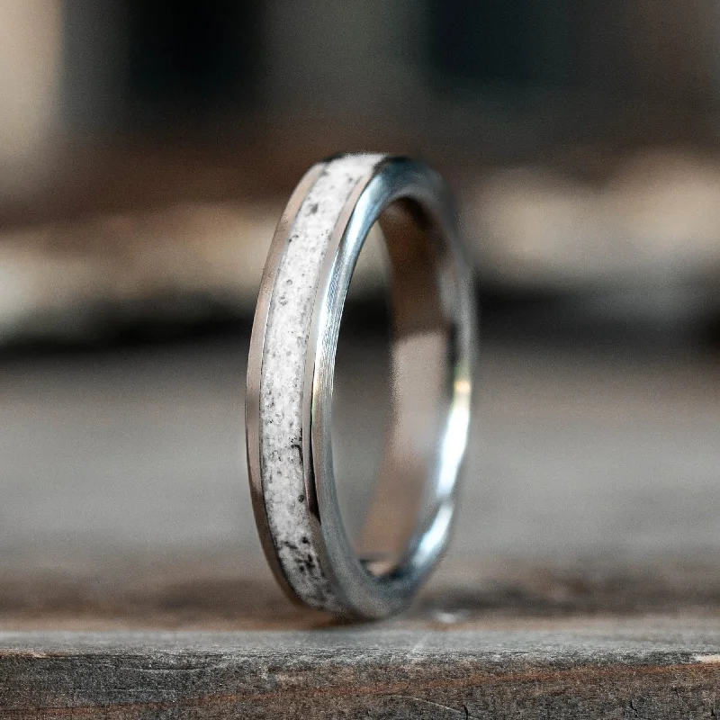 The Huntress | Women's Titanium Ring with Elk Antler