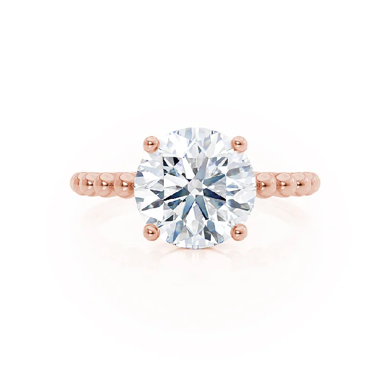 JULANE - Bubble & Bead Solitaire Moissanite Engagement Ring 18k Rose Gold