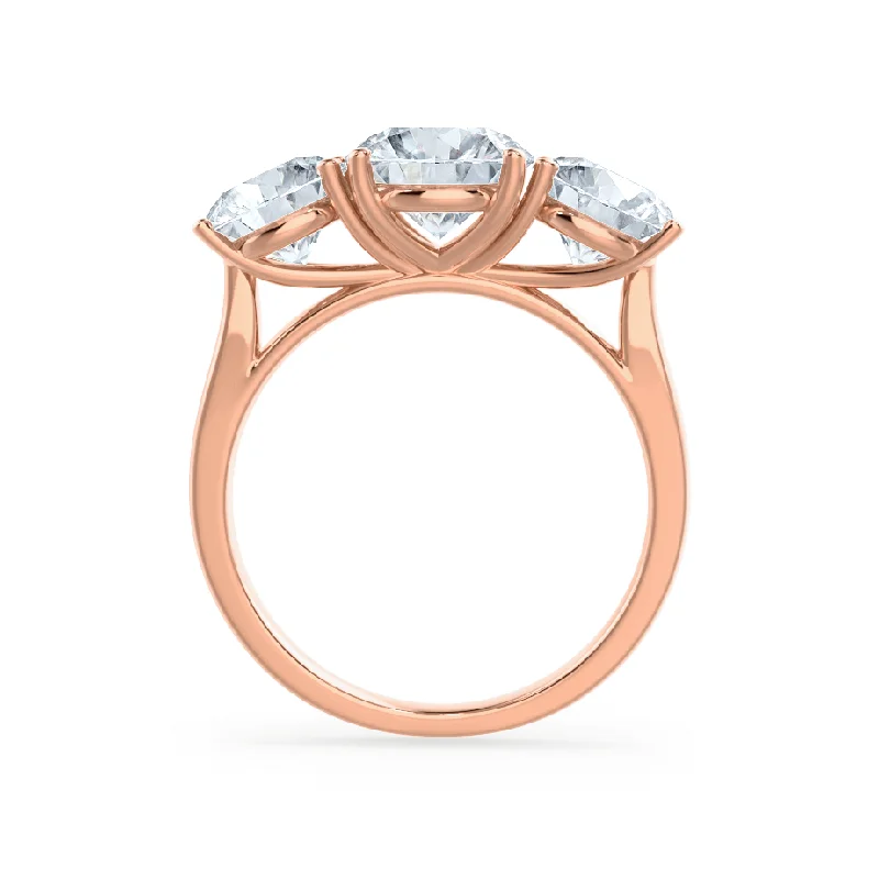 LEANORA - Round Moissanite 18k Rose Gold Trilogy