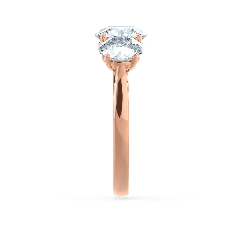 LEANORA - Round Moissanite 18k Rose Gold Trilogy