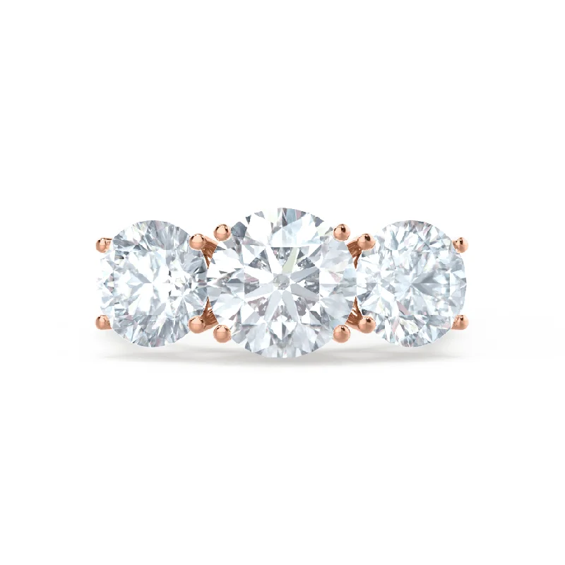 LEANORA - Round Moissanite 18k Rose Gold Trilogy