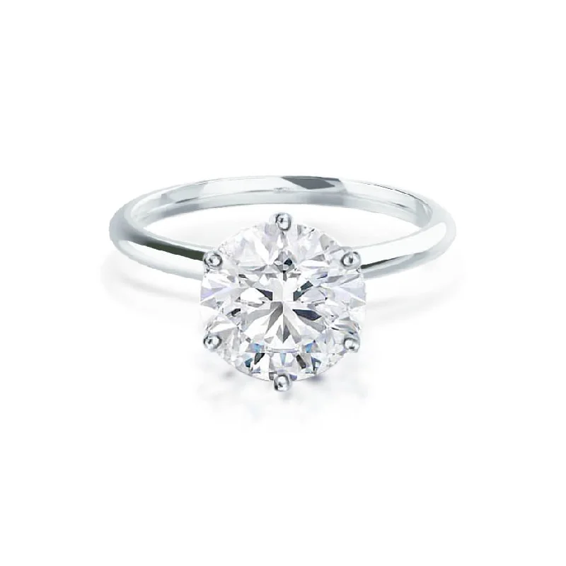 LILLIE - Round Lab Diamond 950 Platinum 6 Prong Knife Edge Solitaire Ring