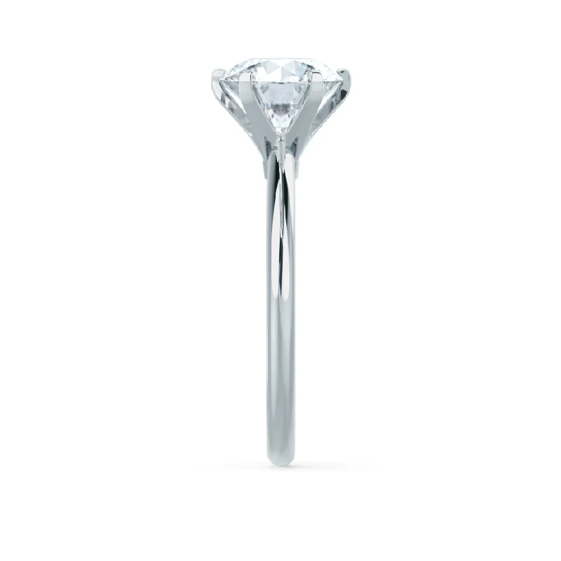 LILLIE - Round Lab Diamond 950 Platinum 6 Prong Knife Edge Solitaire Ring