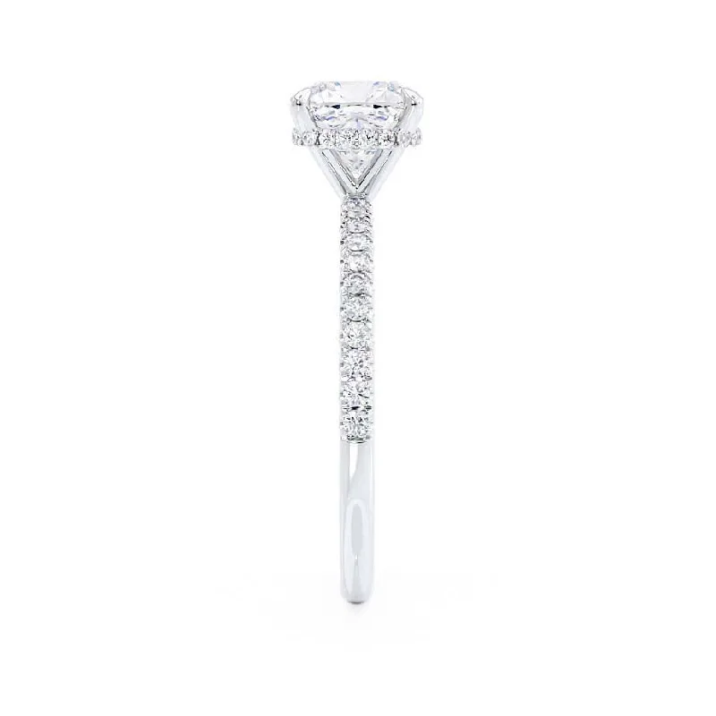 LIVELY - Cushion Lab Diamond Platinum Petite Hidden Halo Pavé Shoulder Set