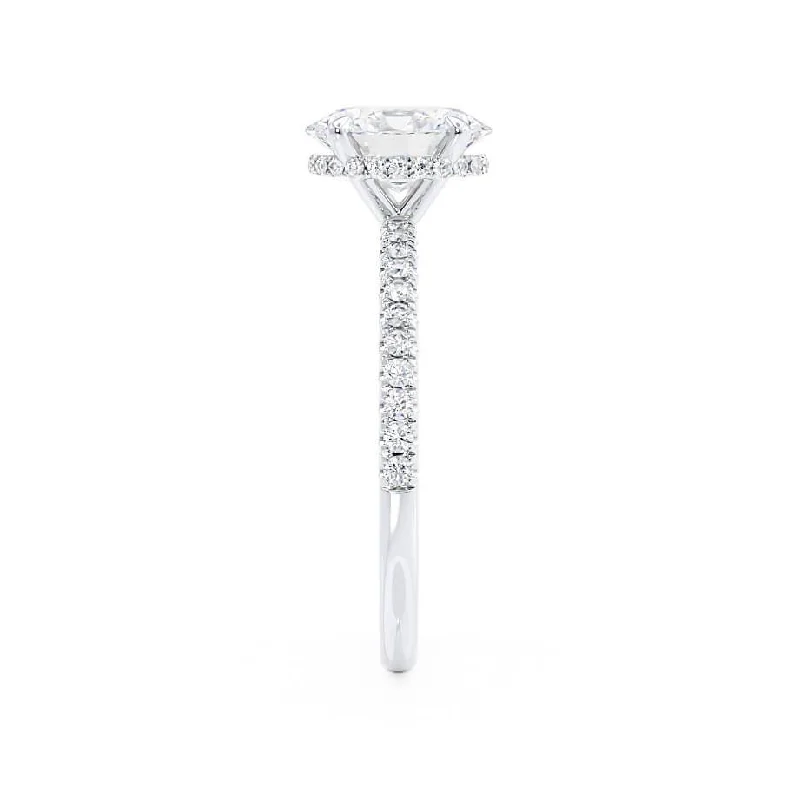 LIVELY - Oval Lab Diamond Platinum Petite Hidden Halo Pavé Shoulder Set