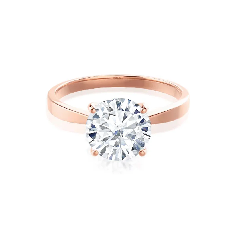 LOTTIE - Round Moissanite 18K Rose Gold 4 Prong Tulip Solitaire Ring