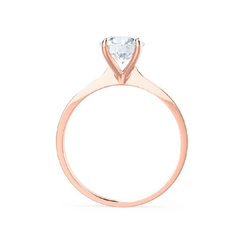 LOTTIE - Round Moissanite 18K Rose Gold 4 Prong Tulip Solitaire Ring