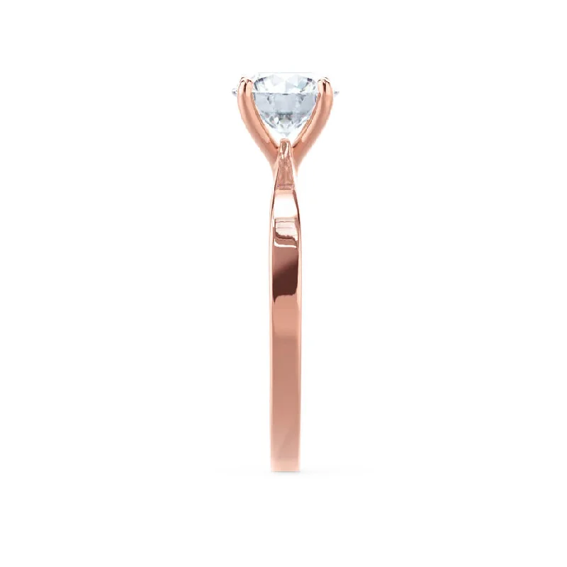 LOTTIE - Round Moissanite 18K Rose Gold 4 Prong Tulip Solitaire Ring