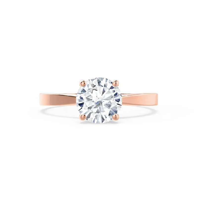 LOTTIE - Round Moissanite 18K Rose Gold 4 Prong Tulip Solitaire Ring