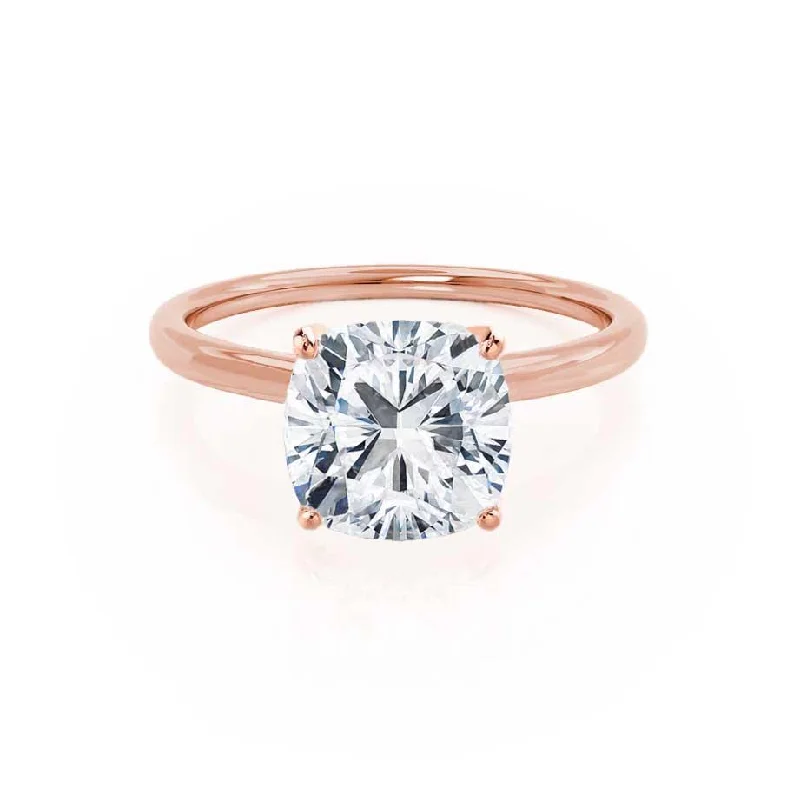 LULU - Cushion Moissanite 18k Rose Gold Petite Solitaire