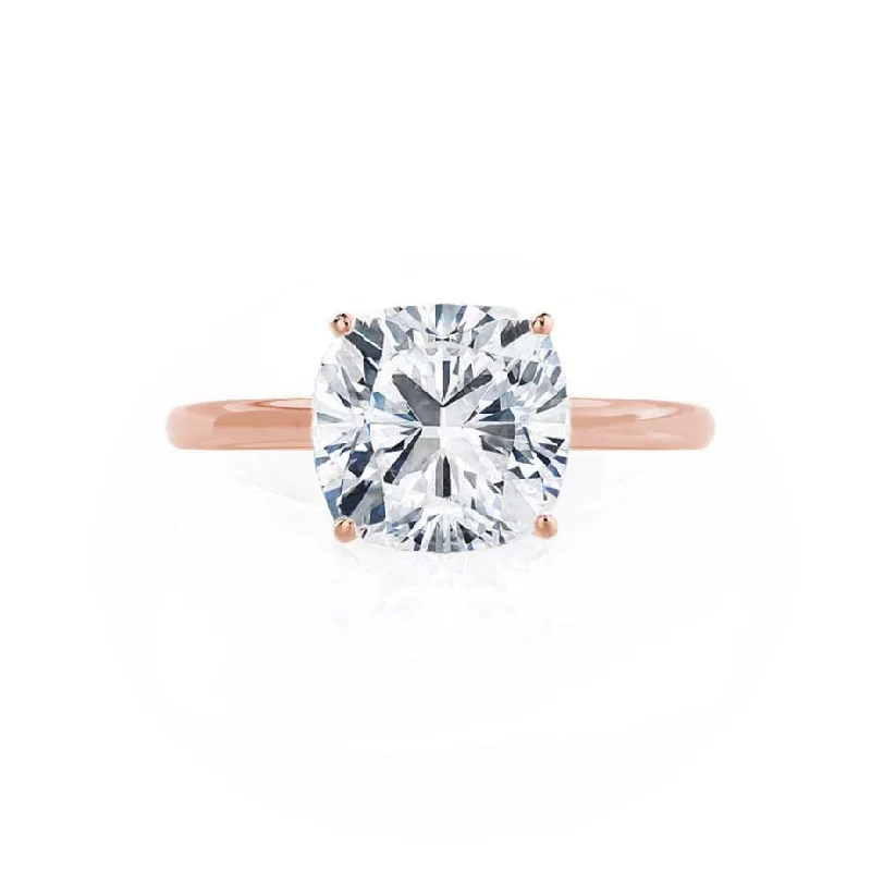 LULU - Cushion Moissanite 18k Rose Gold Petite Solitaire