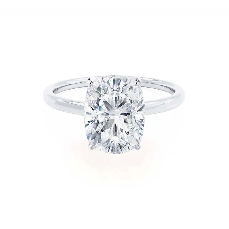 LULU - Elongated Cushion Lab Diamond Platinum Petite Solitaire