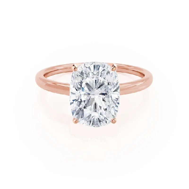 LULU - Elongated Cushion Moissanite 18k Rose Gold Petite Solitaire