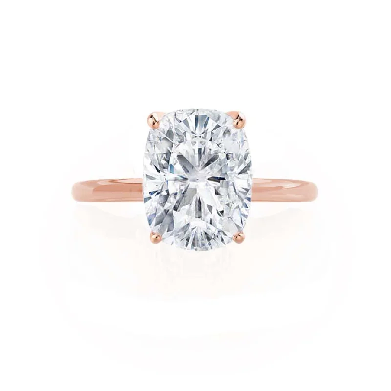 LULU - Elongated Cushion Moissanite 18k Rose Gold Petite Solitaire