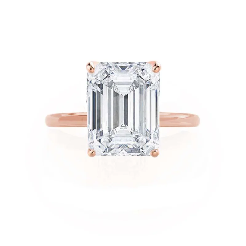 LULU - Emerald Lab Diamond 18k Rose Gold Petite Solitaire