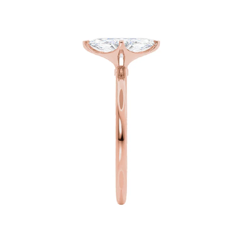 LULU - Marquise Moissanite 18k Rose Gold Petite Solitaire Ring