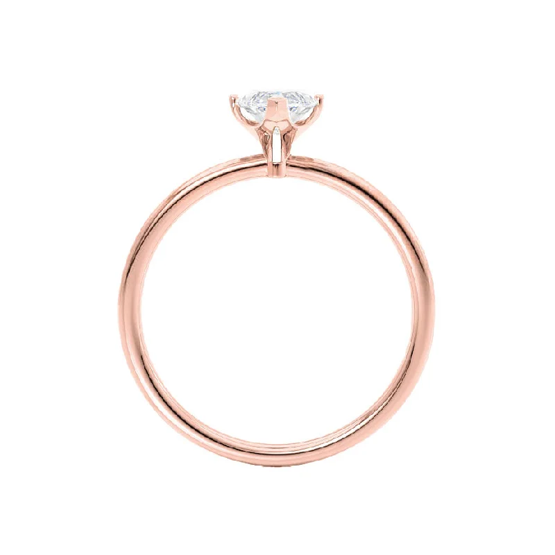 LULU - Marquise Moissanite 18k Rose Gold Petite Solitaire Ring