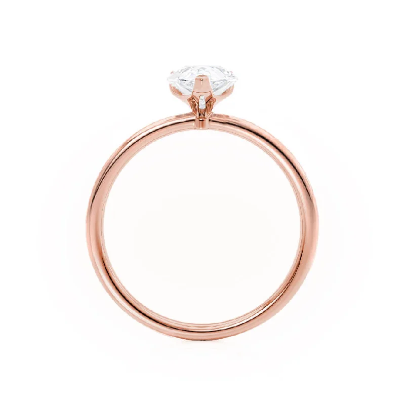 LULU - Pear Moissanite 18k Rose Gold Petite Solitaire Ring