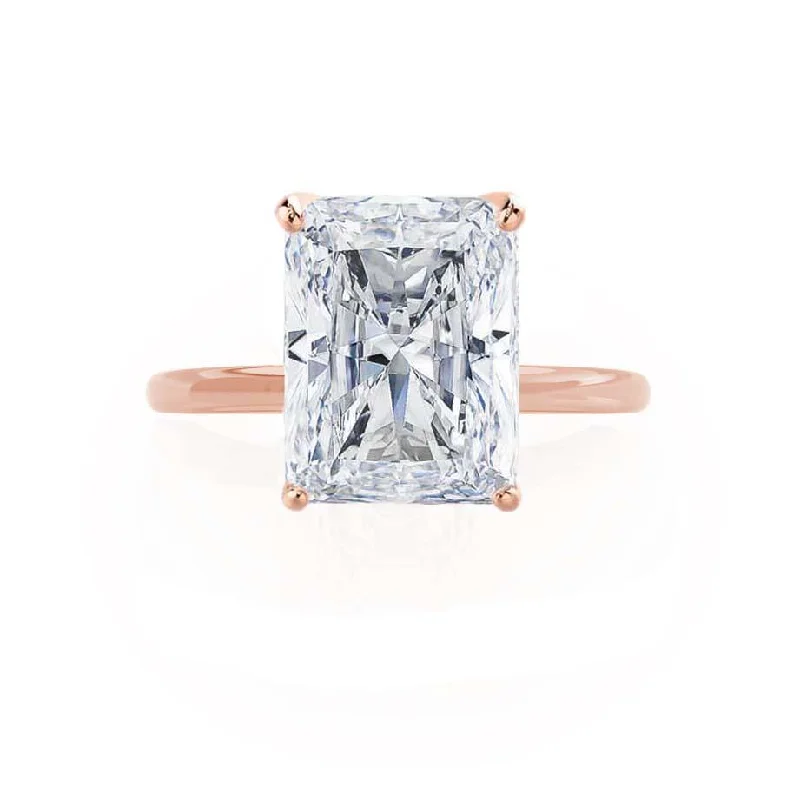 LULU - Radiant Moissanite 18k Rose Petite Solitaire