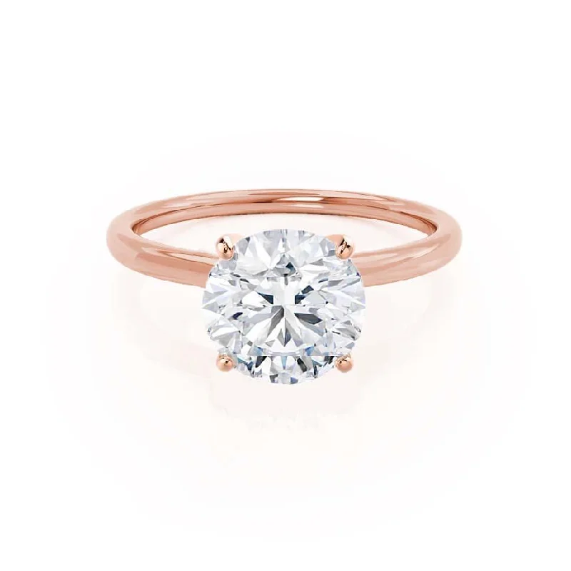 LULU - Round Moissanite 18k Rose Gold Petite Solitaire