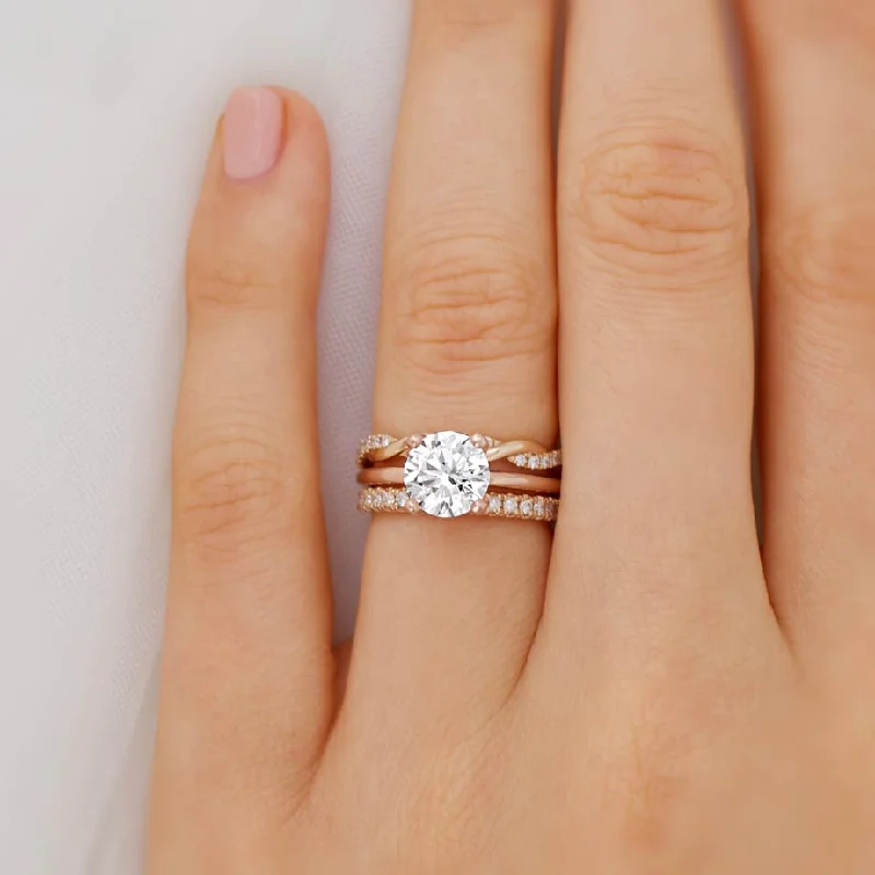 LULU - Round Moissanite 18k Rose Gold Petite Solitaire