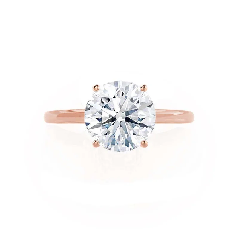 LULU - Round Moissanite 18k Rose Gold Petite Solitaire