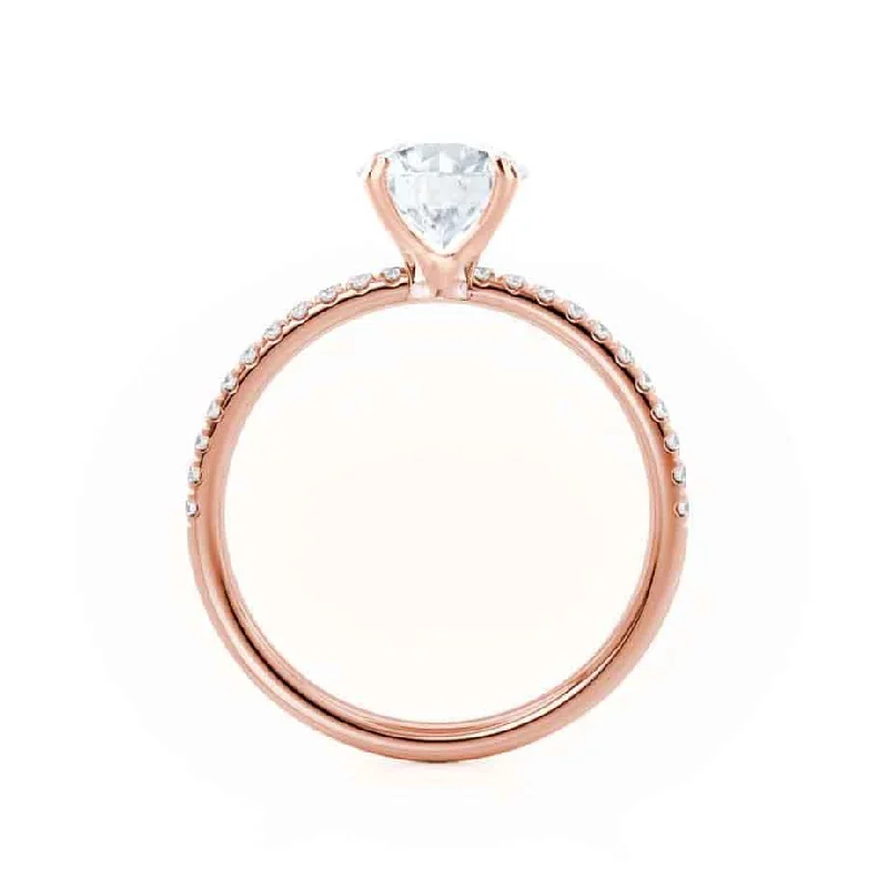 MACY -  Cushion Moissanite & Diamond 18k Rose Gold Petite Pavé Ring