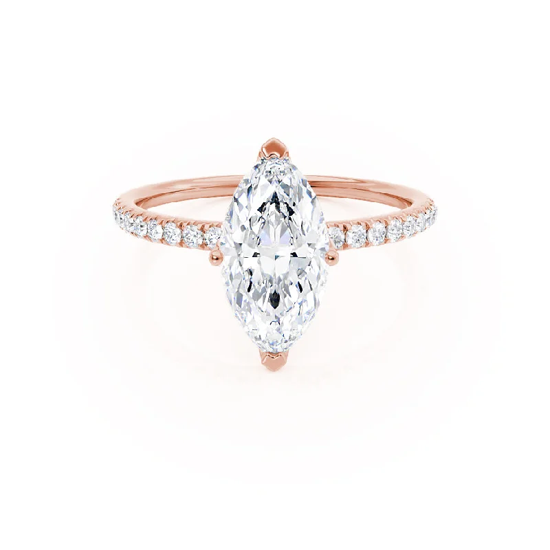 MACY - Marquise Moissanite 18k Rose Petite Solitaire Ring