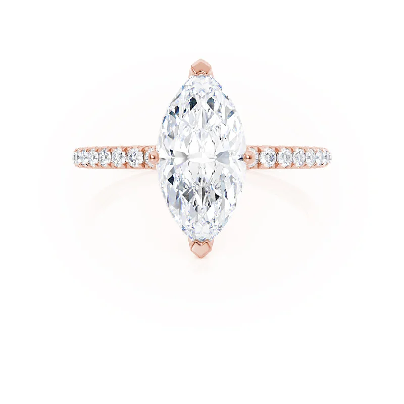 MACY - Marquise Moissanite 18k Rose Petite Solitaire Ring