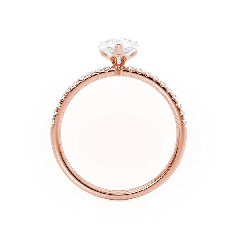 MACY - Pear Moissanite 18k Rose Gold Petite Shoulder Set