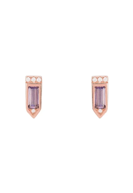 Manhattan Stud Earrings Amethyst Rosegold