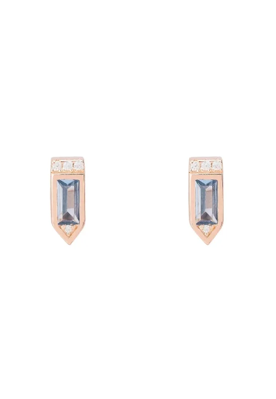 Manhattan Stud Earrings Blue Topaz Rosegold